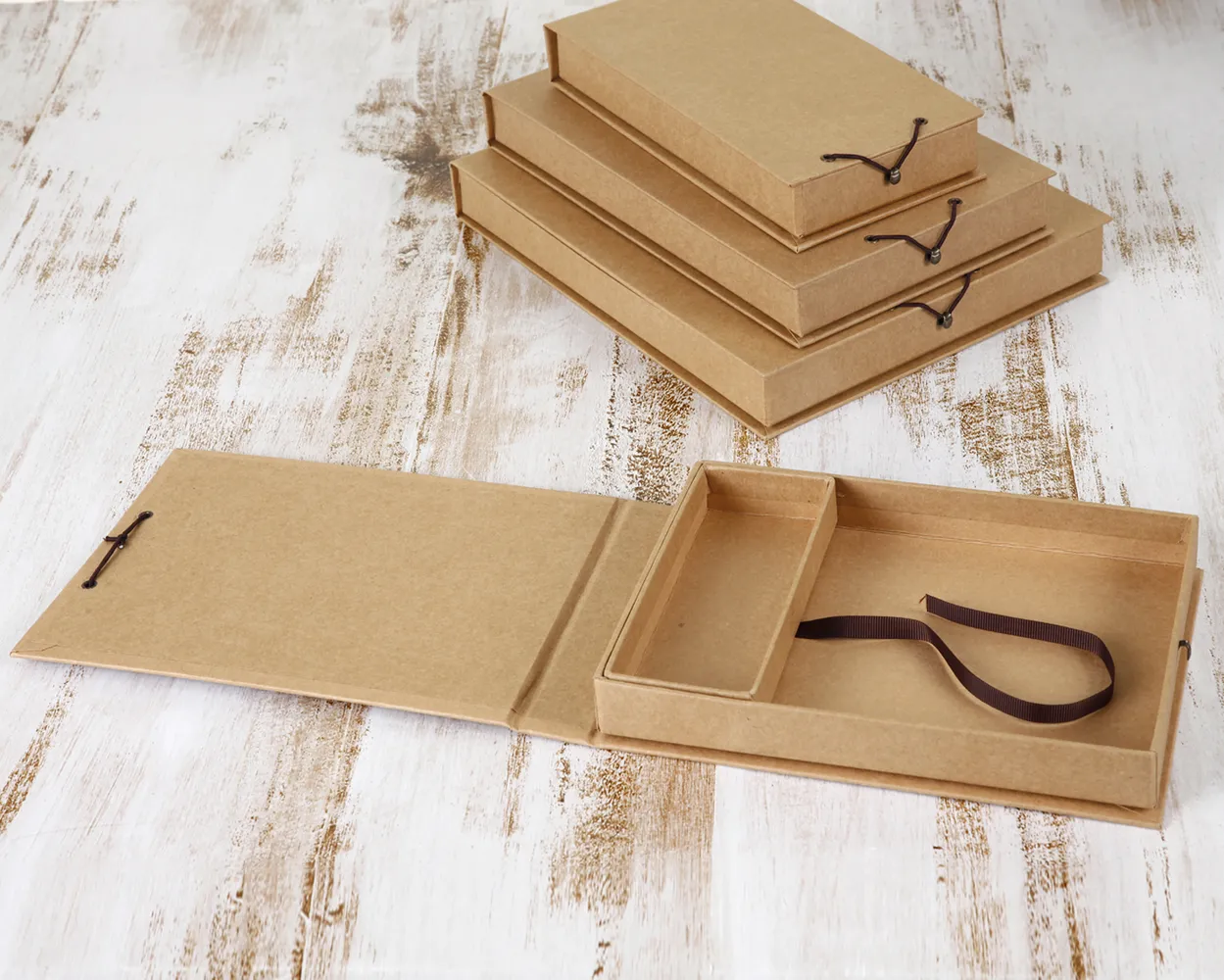 Caja kraft para fotos, con apartado