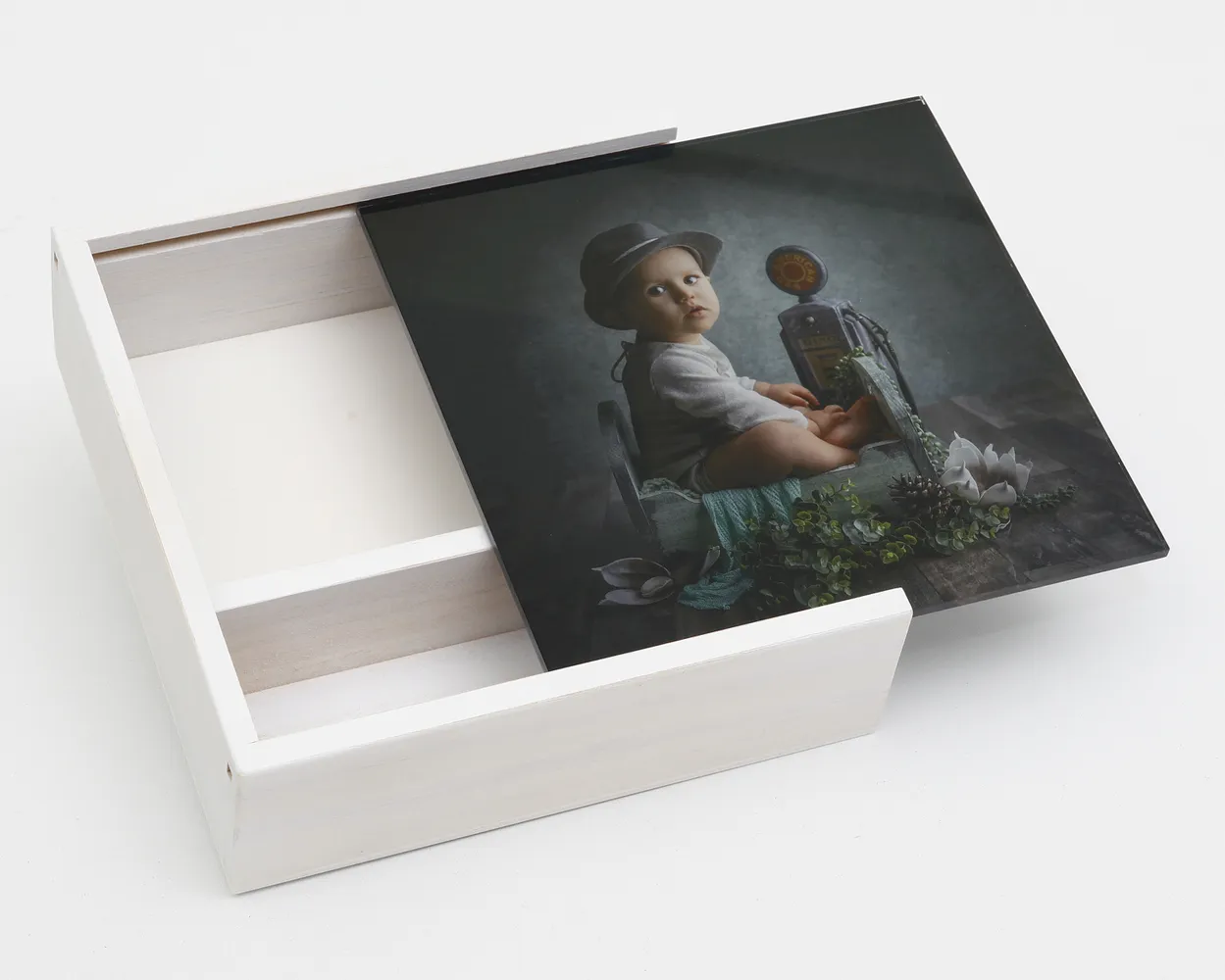 Cajas de madera con hueco - Tapa de metacrilato con Foto